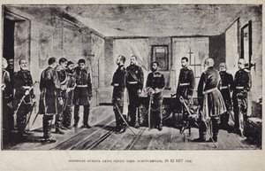 捕獲されたオスマンパシャは、1877年から1878年のロシアトルコ戦争、プレヴェンの包囲で降伏した後、ロシアの皇帝アレクサンドル2世に提示しました。 作： Nikolai Dmitrievich Dmitriev Orenburgsky